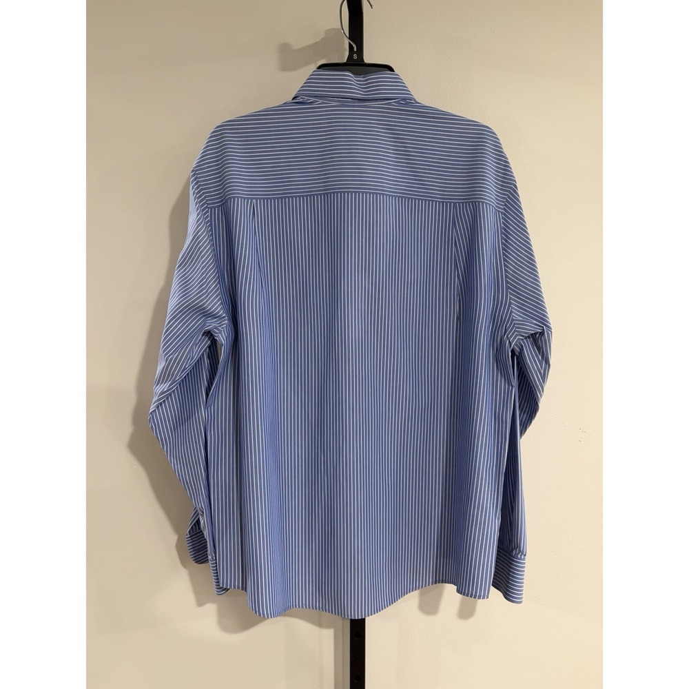 cutter & buck mens shirt button down blue white dress LARGE EUC A14 - Picture 5 of 5
